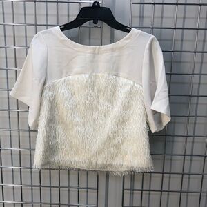 RACHEL Rachel Roy Cream Boxy Crop Blouse